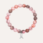 Load image into Gallery viewer, Beaded Bracelet with Breast Cancer Awareness Charm for Women | Soria Jewelry