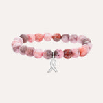 Load image into Gallery viewer, Beaded Bracelet with Breast Cancer Awareness Charm for Women | Soria Jewelry