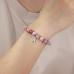 Load image into Gallery viewer, Beaded Bracelet with Breast Cancer Awareness Charm for Women | Soria Jewelry