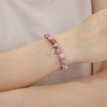 Load image into Gallery viewer, Beaded Bracelet with Breast Cancer Awareness Charm for Women | Soria Jewelry