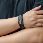Load image into Gallery viewer, Black Braided Leather Bracelet with Multi Layered for Men | Soria Jewelry