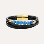 Load image into Gallery viewer, Lapis Lazuli Stone Bracelet with Black Leather for Men | Soria Jewelry