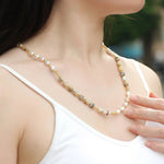 Load image into Gallery viewer, Pearl Necklace for Women | Boho Gold Chain Mixed Stone Design | Soria Jewelry