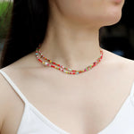 Load image into Gallery viewer, Double Layer Necklace for Women | Boho Rainbow Beaded Design | Soria Jewelry