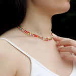 Load image into Gallery viewer, Double Layer Necklace for Women | Boho Rainbow Beaded Design | Soria Jewelry