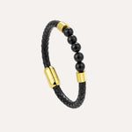 Load image into Gallery viewer, Black Stone Braided Leather Bracelet for Men | Soria Jewelry