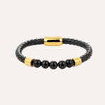 Load image into Gallery viewer, Black Stone Braided Leather Bracelet for Men | Soria Jewelry