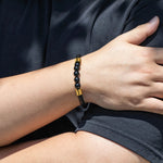 Load image into Gallery viewer, Black Stone Braided Leather Bracelet for Men | Soria Jewelry