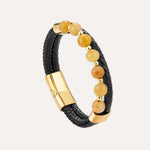 Load image into Gallery viewer, Natural Stone Leather Bracelet Woven Wrist Band for Men | Soria Jewelry