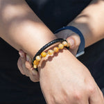 Load image into Gallery viewer, Natural Stone Leather Bracelet Woven Wrist Band for Men | Soria Jewelry