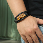 Load image into Gallery viewer, Braided Tiger Eye Stones Leather Bracelet with Multi Layer for Men | Soria Jewelry