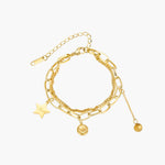 Load image into Gallery viewer, Charm Bracelet with Gold Tone Double Chain Bracelet