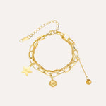 Load image into Gallery viewer, Charm Bracelet with Gold Tone Double Chain Bracelet | Soria Jewelry