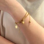 Load image into Gallery viewer, Charm Bracelet with Gold Tone Double Chain Bracelet | Soria Jewelry