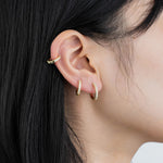 Load image into Gallery viewer, Chic Gold Huggie Earrings with Sparkling CZ Design for Women | Soria Jewelry