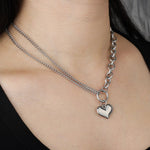 Load image into Gallery viewer, Heart Locket Necklace for Women | Chunky Silver Chain Design | Soria Jewelry