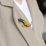 Load image into Gallery viewer, Colorful Gecko Brooch Pin Rainbow Chameleon Design for Women | Soria Jewelry