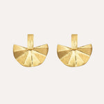 Load image into Gallery viewer, Drop Earrings with Gold Tone Half Circle Fan Design for Women | Soria Jewelry