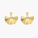 Load image into Gallery viewer, Drop Earrings with Gold Tone Half Circle Fan Design