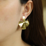 Load image into Gallery viewer, Drop Earrings with Gold Tone Half Circle Fan Design for Women | Soria Jewelry