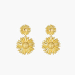 Load image into Gallery viewer, Drop Earrings with Gold Tone Sunflower Statement Design