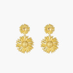 Load image into Gallery viewer, Drop Earrings with Gold Tone Sunflower Statement Design