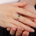 Load image into Gallery viewer, Rainbow Ring for Women | Eternity Ring for Wedding | Soria Jewelry