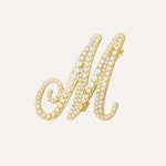 Load image into Gallery viewer, Gold Initial M Brooch for Women | Fashion Elegant Pearl Pin | Soria Jewelry