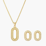 Load image into Gallery viewer, Gold Necklace Earrings Set Fashion Oval Design