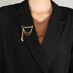 Load image into Gallery viewer, Safety Pin Brooch for Women | Fashion Crystals and Pearl Tassels Design | Soria Jewelry