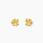 Load image into Gallery viewer, Flower Earrings with Gold Tone Textured Ribbon Studs