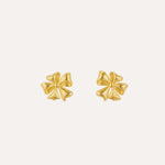 Load image into Gallery viewer, Flower Earrings with Gold Tone Textured Ribbon Studs for Women | Soria Jewelry