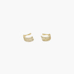 Load image into Gallery viewer, Gold Clip on Earrings with Four Row Pave Zircon Design