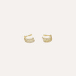Load image into Gallery viewer, Gold Clip on Earrings with Four Row Pave Zircon Design for Women | Soria Jewelry