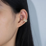 Load image into Gallery viewer, Gold Clip on Earrings with Four Row Pave Zircon Design for Women | Soria Jewelry