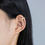 Load image into Gallery viewer, Gold Clip on Earrings with Double Row Pave Zircon Design for Women | Soria Jewelry