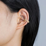 Load image into Gallery viewer, Gold Clip on Earrings with Double Row Pave Zircon Design for Women | Soria Jewelry