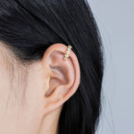 Load image into Gallery viewer, Gold Clip on Hoop Earrings with Chic Round Zirconia for Women | Soria Jewelry