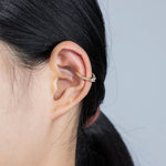 Load image into Gallery viewer, Gold Hoop Ear Cuffs Earrings with Drop CZ Design for Women | Soria Jewelry