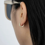 Load image into Gallery viewer, Gold Huggie Hoop Earrings with Dainty CZ Design for Women | Soria Jewelry