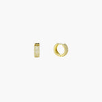 Load image into Gallery viewer, Gold Huggie Hoop Earrings with Dainty CZ Design