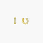 Load image into Gallery viewer, Gold Huggie Hoop Earrings with Dainty CZ Design
