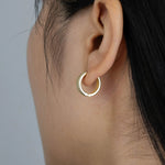 Load image into Gallery viewer, Gold Huggie Hoop Earrings with Dainty CZ Design for Women | Soria Jewelry