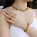 Load image into Gallery viewer, Gold Necklace Bracelet Ring Earrings Set with Crystal for Women | Soria Jewelry