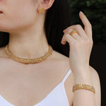 Load image into Gallery viewer, Gold Necklace Bracelet Ring Earrings Set with Crystal for Women | Soria Jewelry