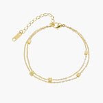 Load image into Gallery viewer, Double Layer Chain Bracelet with 18K Gold Tone Cube Beads