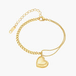 Load image into Gallery viewer, Heart Charm Chain Bracelet in Gold Tone