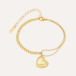 Load image into Gallery viewer, Heart Charm Chain Bracelet with Gold Tone for Women | Soria Jewelry