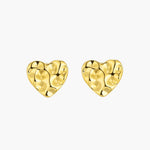 Load image into Gallery viewer, Heart Earrings with Gold Tone and Hammered