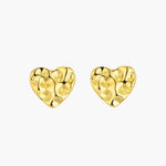 Load image into Gallery viewer, Heart Earrings with Gold Tone and Hammered